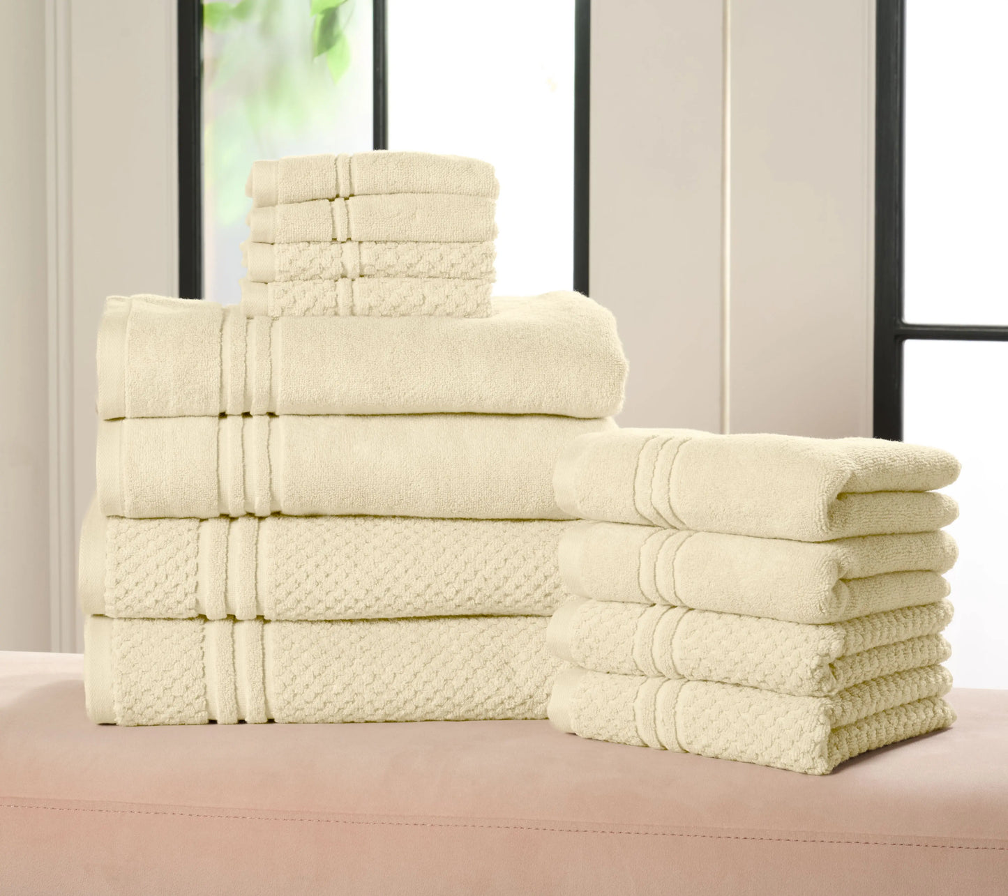 100% Cotton 12-Piece Towel Set for Luxury & Absorbency